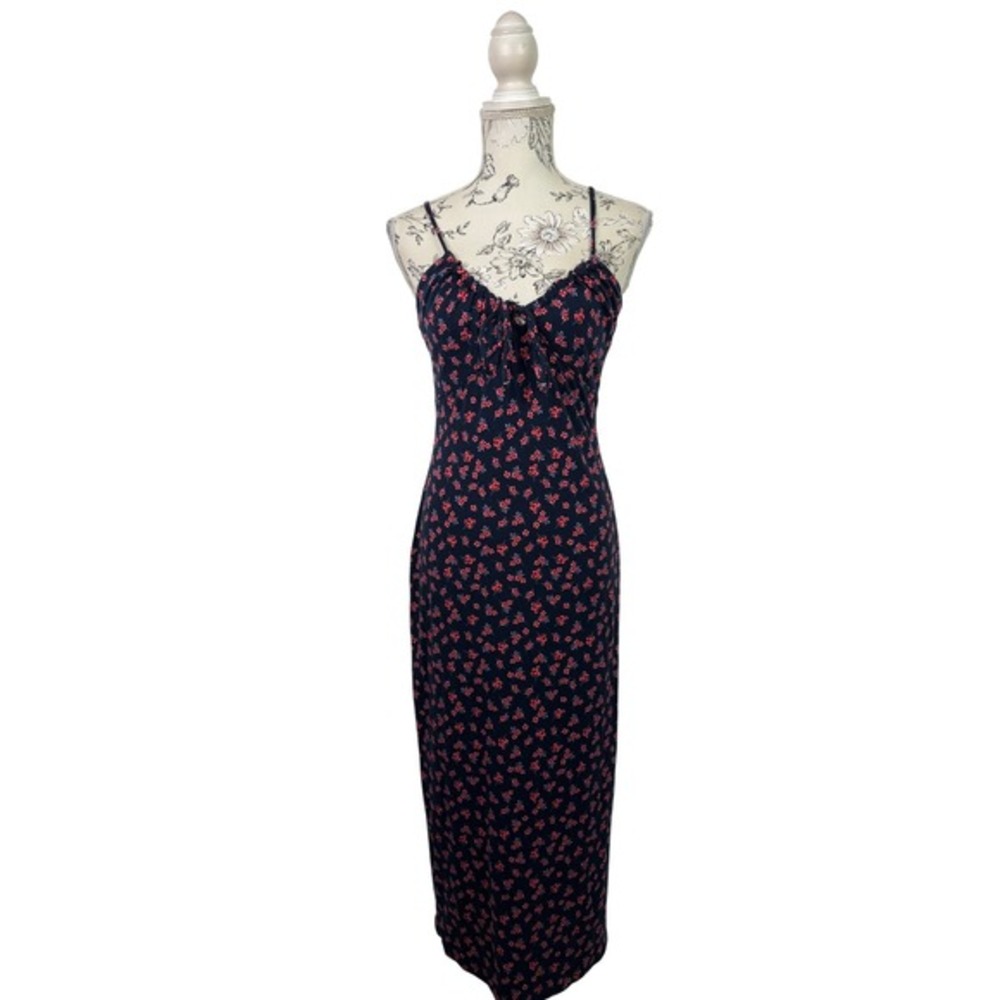 Z Supply Women Navy Red Ditsy Floral Maxi Dress Sweetheart Neck Size M NWT - Picture 2 of 12